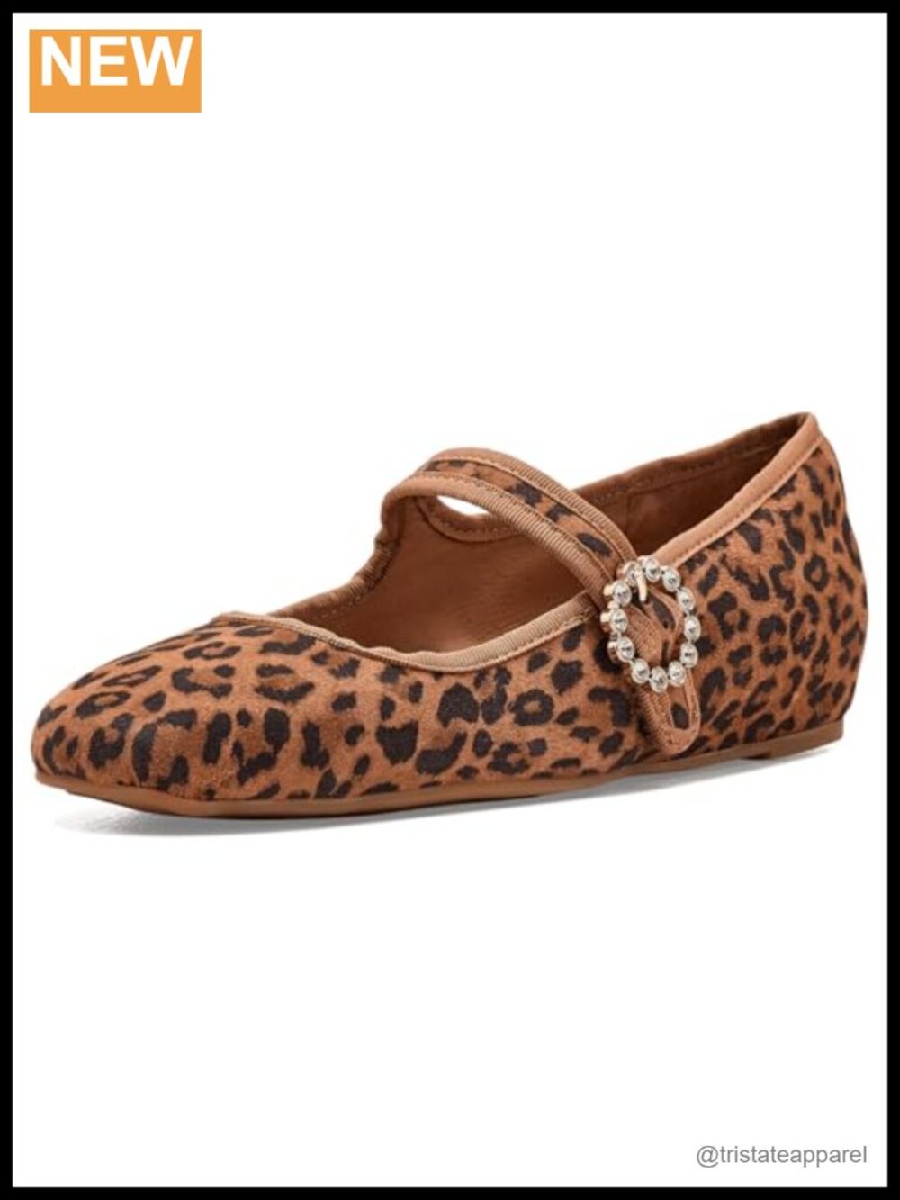 Mary Jane Flats Leather Cushioned Buckle Square Toe Casual